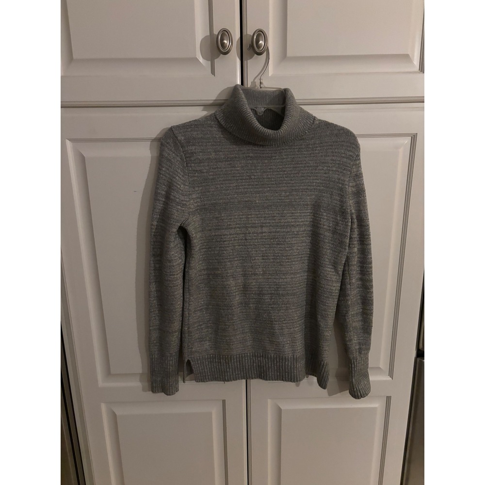 J.Crew Mercantile Womens Grey Heathered Turtleneck Cotton Wool Blend Sweater S